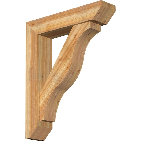 Ekena Millwork Funston Slat Rough Sawn Bracket w/ Offset Brace, Western Red Cedar, 8"W x 36"D x 44"H BKT0806X36X44FST06RWR - main